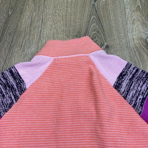 Title Nine Full Zip Ski Sweater Colorful Knit Mock Neck Pink Women's Size Medium - Picture 11 of 13